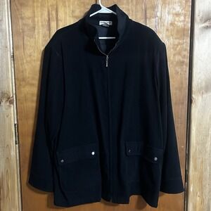 Vintage Notations Black Zipper Jacket Women's 1X